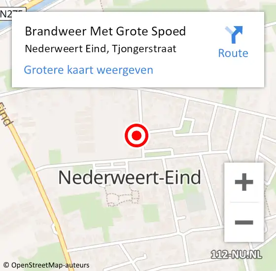 Locatie op kaart van de 112 melding: Brandweer Met Grote Spoed Naar Nederweert Eind, Tjongerstraat op 27 november 2022 19:30