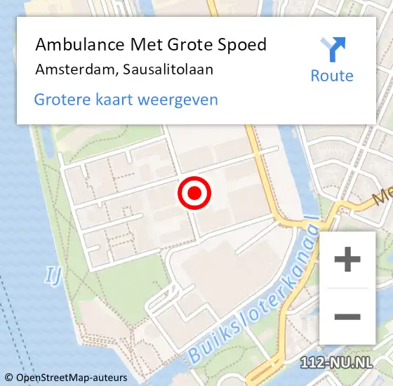 Locatie op kaart van de 112 melding: Ambulance Met Grote Spoed Naar Amsterdam, Sausalitolaan op 27 november 2022 19:36