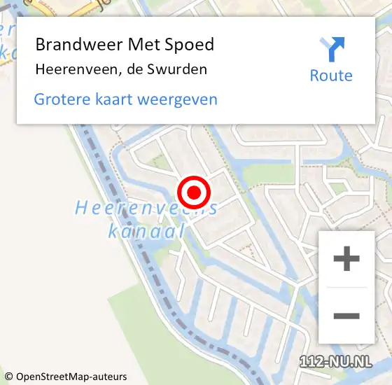 Locatie op kaart van de 112 melding: Brandweer Met Spoed Naar Heerenveen, de Swurden op 27 november 2022 19:52