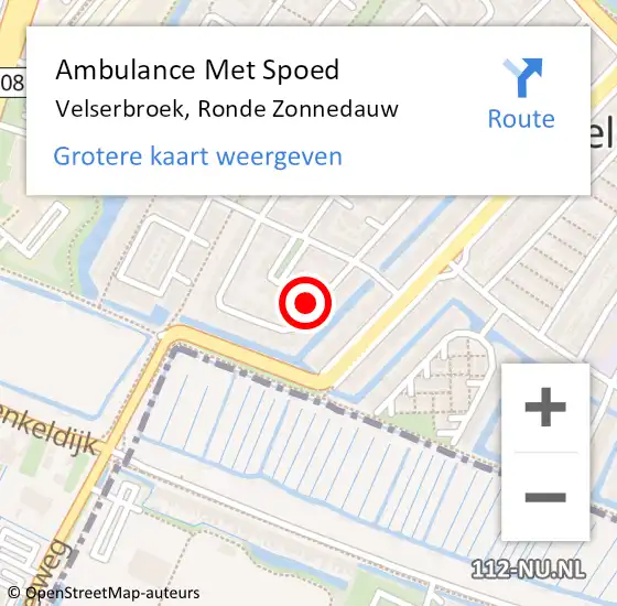 Locatie op kaart van de 112 melding: Ambulance Met Spoed Naar Velserbroek, Ronde Zonnedauw op 27 november 2022 21:10