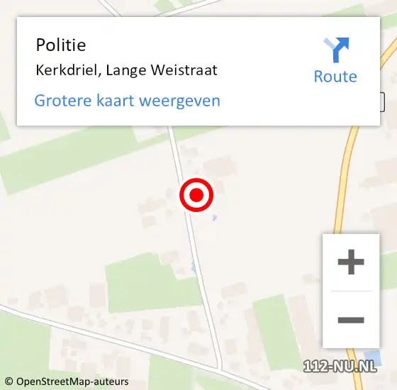 Locatie op kaart van de 112 melding: Politie Kerkdriel, Lange Weistraat op 27 november 2022 21:14