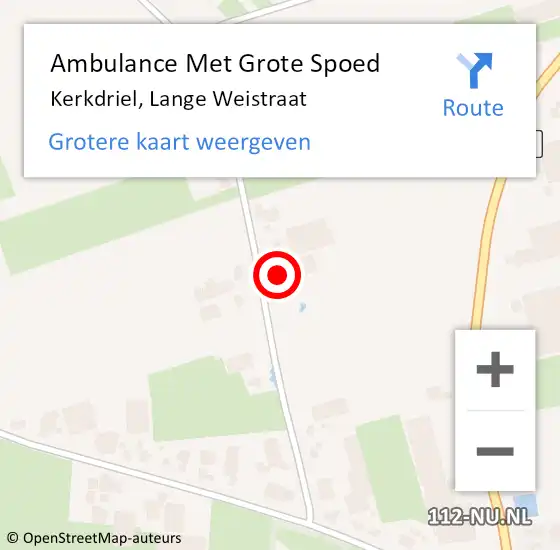 Locatie op kaart van de 112 melding: Ambulance Met Grote Spoed Naar Kerkdriel, Lange Weistraat op 27 november 2022 21:15
