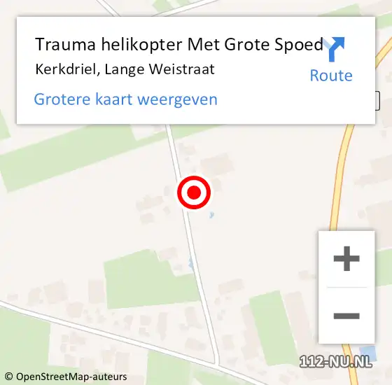 Locatie op kaart van de 112 melding: Trauma helikopter Met Grote Spoed Naar Kerkdriel, Lange Weistraat op 27 november 2022 21:16