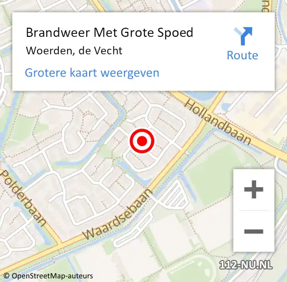 Locatie op kaart van de 112 melding: Brandweer Met Grote Spoed Naar Woerden, de Vecht op 27 november 2022 21:34