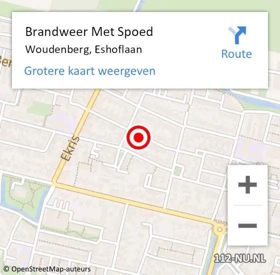 Locatie op kaart van de 112 melding: Brandweer Met Spoed Naar Woudenberg, Eshoflaan op 27 november 2022 21:44