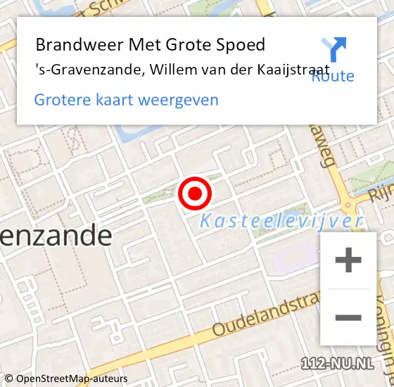 Locatie op kaart van de 112 melding: Brandweer Met Grote Spoed Naar 's-Gravenzande, Willem van der Kaaijstraat op 27 november 2022 22:01