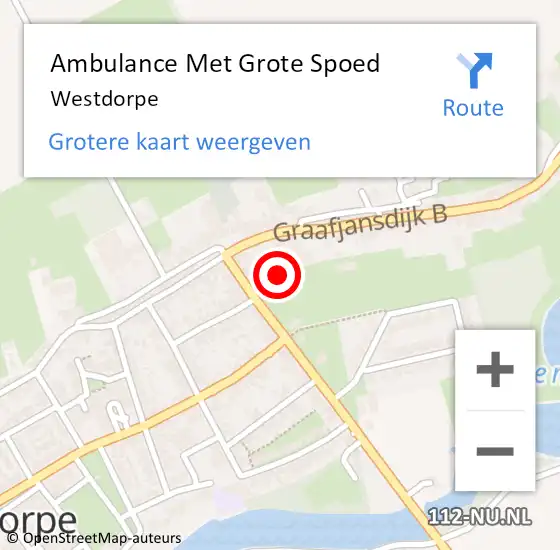 Locatie op kaart van de 112 melding: Ambulance Met Grote Spoed Naar Westdorpe op 27 november 2022 22:56