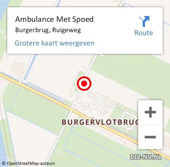 Locatie op kaart van de 112 melding: Ambulance Met Spoed Naar Burgerbrug, Ruigeweg op 27 november 2022 22:57