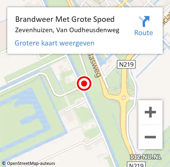 Locatie op kaart van de 112 melding: Brandweer Met Grote Spoed Naar Zevenhuizen, Van Oudheusdenweg op 27 november 2022 23:00