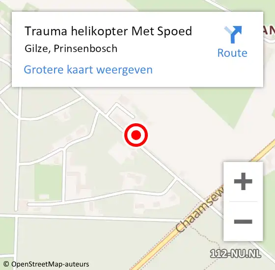Locatie op kaart van de 112 melding: Trauma helikopter Met Spoed Naar Gilze, Prinsenbosch op 27 november 2022 23:18