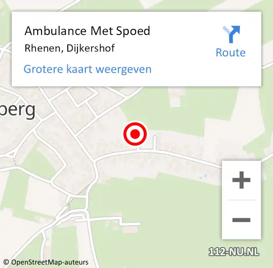 Locatie op kaart van de 112 melding: Ambulance Met Spoed Naar Rhenen, Dijkershof op 27 november 2022 23:36