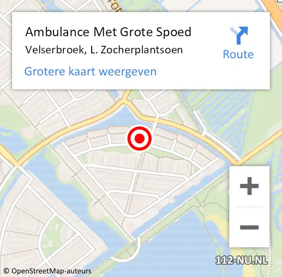 Locatie op kaart van de 112 melding: Ambulance Met Grote Spoed Naar Velserbroek, L. Zocherplantsoen op 28 november 2022 00:22