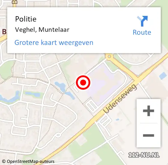 Locatie op kaart van de 112 melding: Politie Veghel, Muntelaar op 28 november 2022 01:22