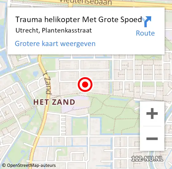 Locatie op kaart van de 112 melding: Trauma helikopter Met Grote Spoed Naar Utrecht, Plantenkasstraat op 28 november 2022 01:47