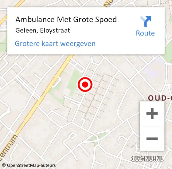 Locatie op kaart van de 112 melding: Ambulance Met Grote Spoed Naar Geleen, Eloystraat op 6 augustus 2014 13:31