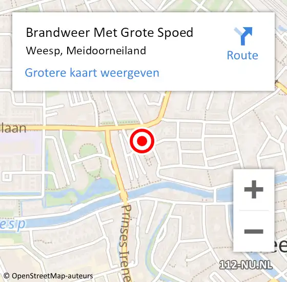 Locatie op kaart van de 112 melding: Brandweer Met Grote Spoed Naar Weesp, Meidoorneiland op 28 november 2022 04:13