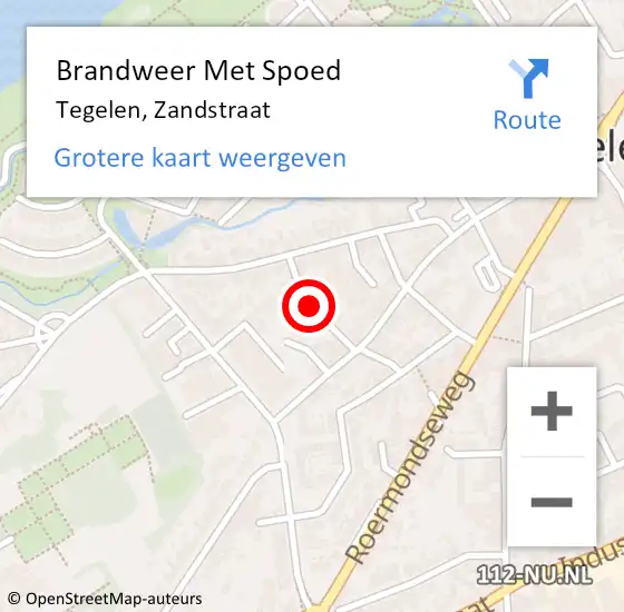 Locatie op kaart van de 112 melding: Brandweer Met Spoed Naar Tegelen, Zandstraat op 28 november 2022 04:31