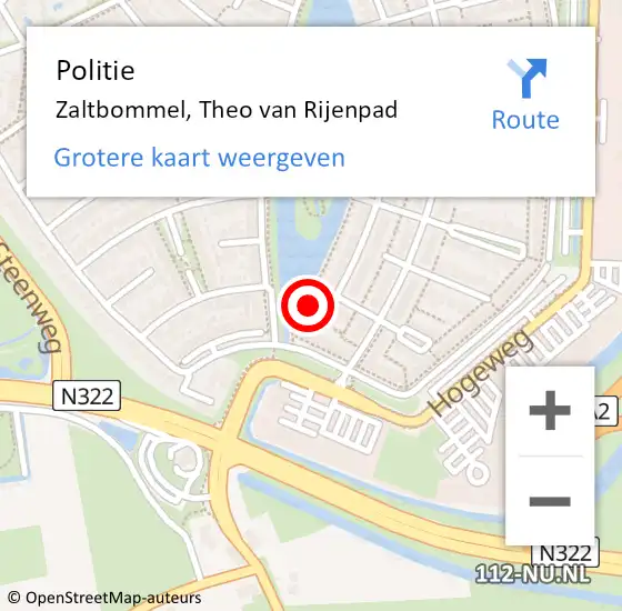 Locatie op kaart van de 112 melding: Politie Zaltbommel, Theo van Rijenpad op 28 november 2022 05:27