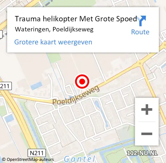 Locatie op kaart van de 112 melding: Trauma helikopter Met Grote Spoed Naar Wateringen, Poeldijkseweg op 28 november 2022 06:44