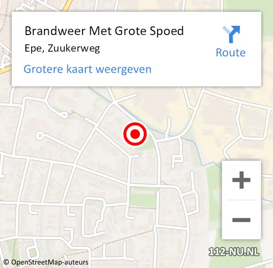 Locatie op kaart van de 112 melding: Brandweer Met Grote Spoed Naar Epe, Zuukerweg op 28 november 2022 07:19