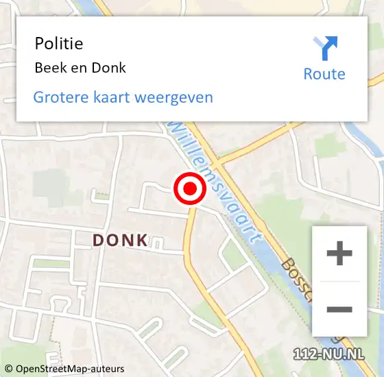 Locatie op kaart van de 112 melding: Politie Beek en Donk op 28 november 2022 07:20