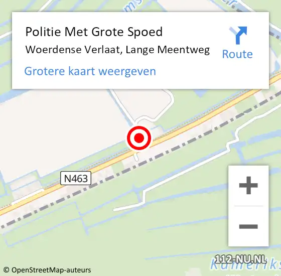 Locatie op kaart van de 112 melding: Politie Met Grote Spoed Naar Woerdense Verlaat, Lange Meentweg op 28 november 2022 07:45