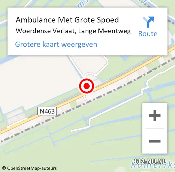 Locatie op kaart van de 112 melding: Ambulance Met Grote Spoed Naar Woerdense Verlaat, Lange Meentweg op 28 november 2022 07:46