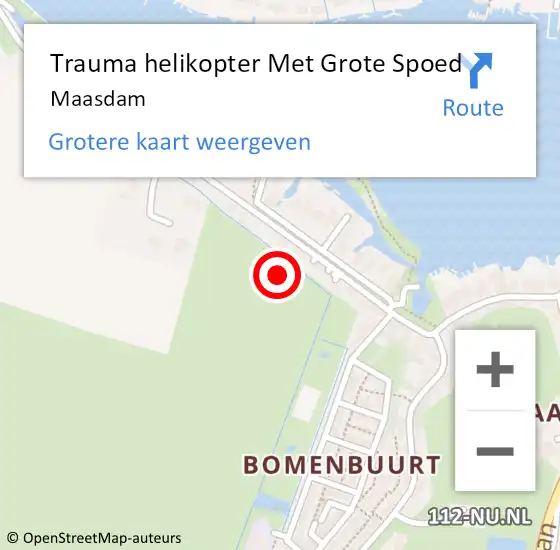 Locatie op kaart van de 112 melding: Trauma helikopter Met Grote Spoed Naar Maasdam op 28 november 2022 08:16