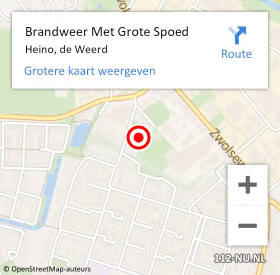 Locatie op kaart van de 112 melding: Brandweer Met Grote Spoed Naar Heino, de Weerd op 28 november 2022 08:25