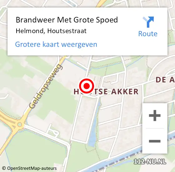 Locatie op kaart van de 112 melding: Brandweer Met Grote Spoed Naar Helmond, Houtsestraat op 28 november 2022 08:26