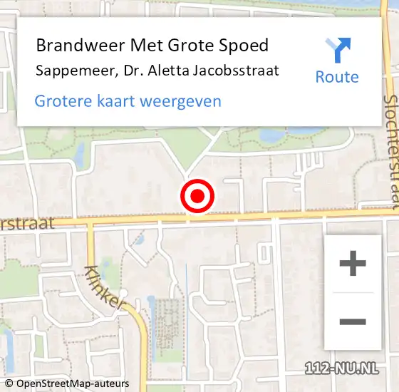 Locatie op kaart van de 112 melding: Brandweer Met Grote Spoed Naar Sappemeer, Dr. Aletta Jacobsstraat op 28 november 2022 08:27