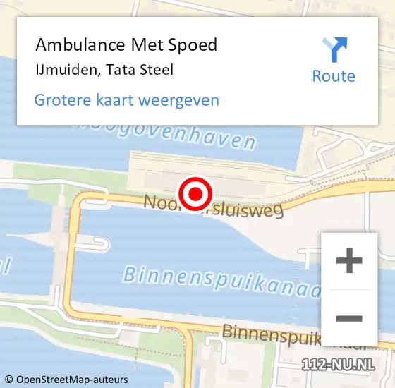 Locatie op kaart van de 112 melding: Ambulance Met Spoed Naar IJmuiden, Tata Steel op 28 november 2022 08:52