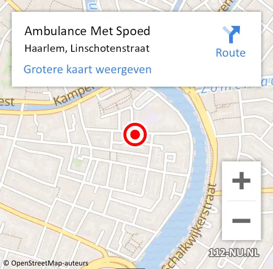 Locatie op kaart van de 112 melding: Ambulance Met Spoed Naar Haarlem, Linschotenstraat op 28 november 2022 09:02