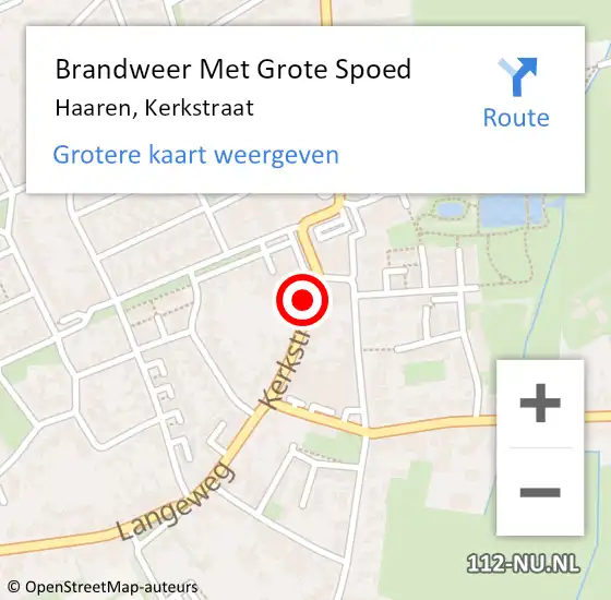 Locatie op kaart van de 112 melding: Brandweer Met Grote Spoed Naar Haaren, Kerkstraat op 28 november 2022 09:04