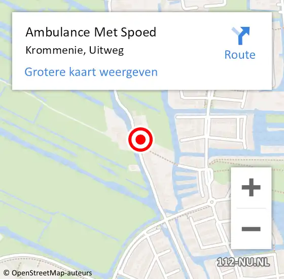 Locatie op kaart van de 112 melding: Ambulance Met Spoed Naar Krommenie, Uitweg op 28 november 2022 09:16