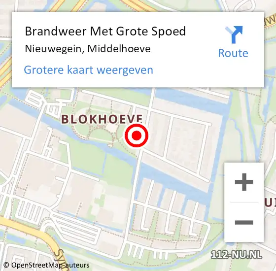 Locatie op kaart van de 112 melding: Brandweer Met Grote Spoed Naar Nieuwegein, Middelhoeve op 28 november 2022 09:20