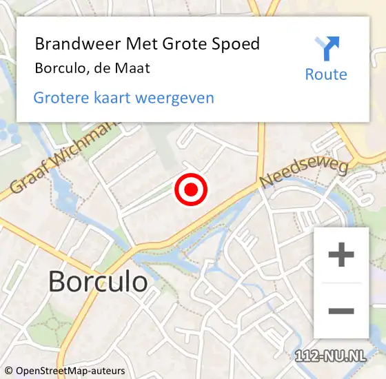 Locatie op kaart van de 112 melding: Brandweer Met Grote Spoed Naar Borculo, de Maat op 28 november 2022 09:34