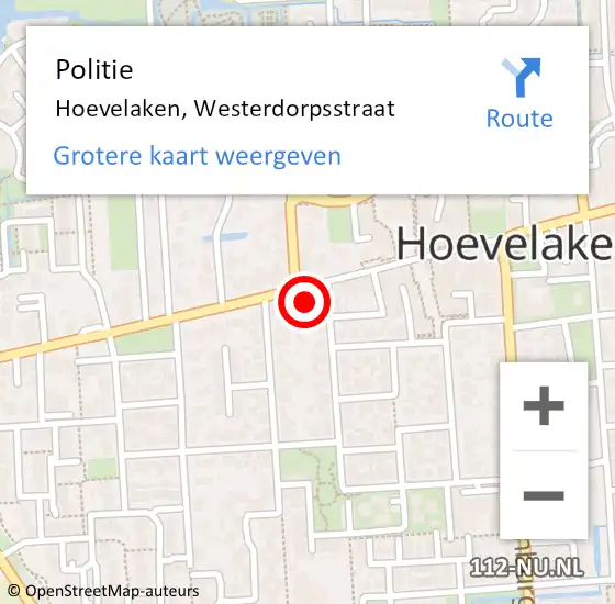Locatie op kaart van de 112 melding: Politie Hoevelaken, Westerdorpsstraat op 28 november 2022 10:11