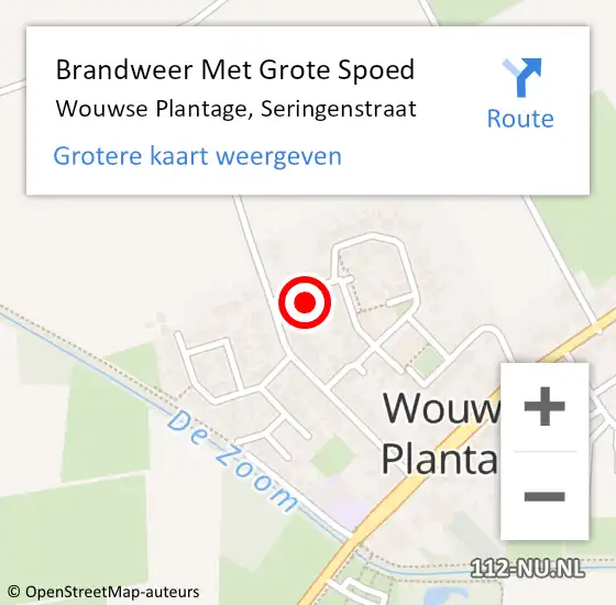 Locatie op kaart van de 112 melding: Brandweer Met Grote Spoed Naar Wouwse Plantage, Seringenstraat op 28 november 2022 10:21