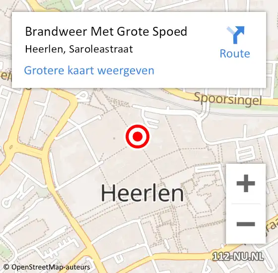 Locatie op kaart van de 112 melding: Brandweer Met Grote Spoed Naar Heerlen, Saroleastraat op 28 november 2022 10:26