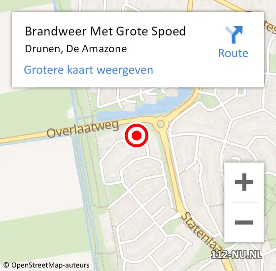 Locatie op kaart van de 112 melding: Brandweer Met Grote Spoed Naar Drunen, De Amazone op 28 november 2022 10:27