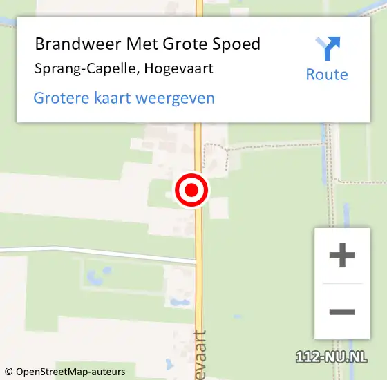 Locatie op kaart van de 112 melding: Brandweer Met Grote Spoed Naar Sprang-Capelle, Hogevaart op 28 november 2022 10:55