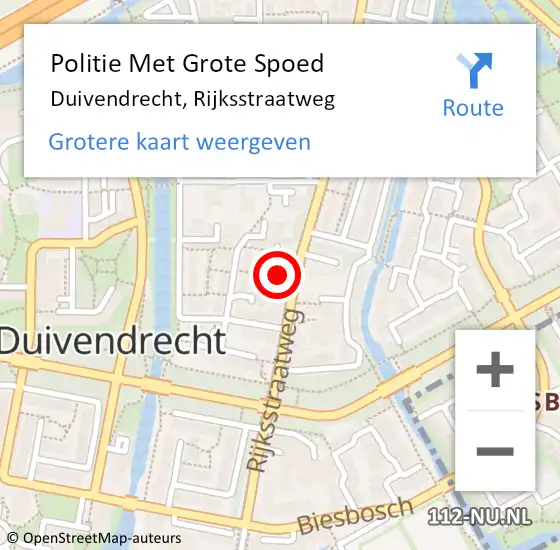 Locatie op kaart van de 112 melding: Politie Met Grote Spoed Naar Duivendrecht, Rijksstraatweg op 28 november 2022 11:01