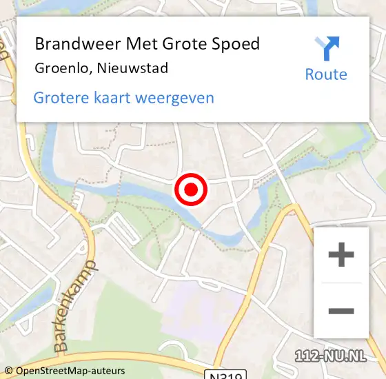 Locatie op kaart van de 112 melding: Brandweer Met Grote Spoed Naar Groenlo, Nieuwstad op 28 november 2022 11:13