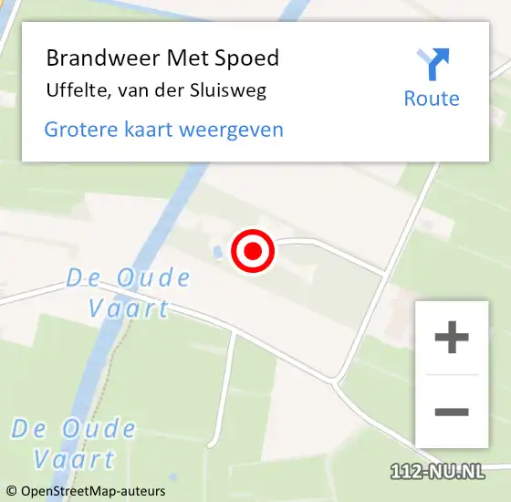 Locatie op kaart van de 112 melding: Brandweer Met Spoed Naar Uffelte, van der Sluisweg op 28 november 2022 11:23
