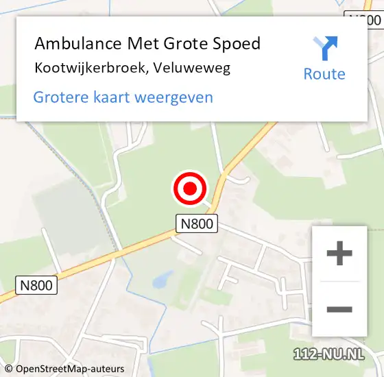 Locatie op kaart van de 112 melding: Ambulance Met Grote Spoed Naar Kootwijkerbroek, Veluweweg op 28 november 2022 11:30