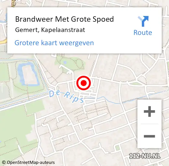 Locatie op kaart van de 112 melding: Brandweer Met Grote Spoed Naar Gemert, Kapelaanstraat op 28 november 2022 11:33