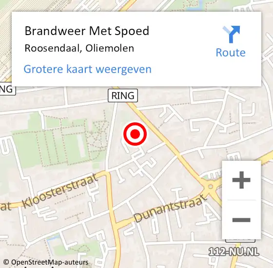Locatie op kaart van de 112 melding: Brandweer Met Spoed Naar Roosendaal, Oliemolen op 28 november 2022 11:37