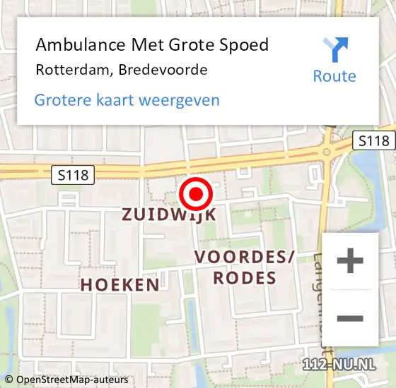Locatie op kaart van de 112 melding: Ambulance Met Grote Spoed Naar Rotterdam, Bredevoorde op 28 november 2022 11:45