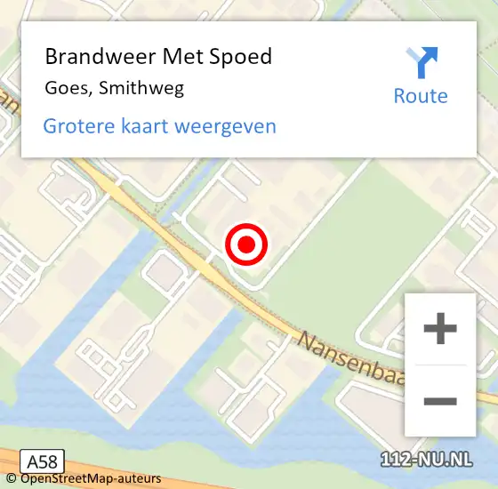 Locatie op kaart van de 112 melding: Brandweer Met Spoed Naar Goes, Smithweg op 28 november 2022 12:19